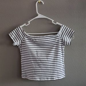 Divided striped crop top